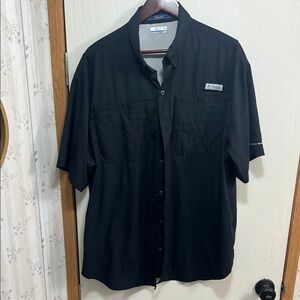 Columbia PFG OMNI-SHADE Black Casual Button Down Shirt Lightweight